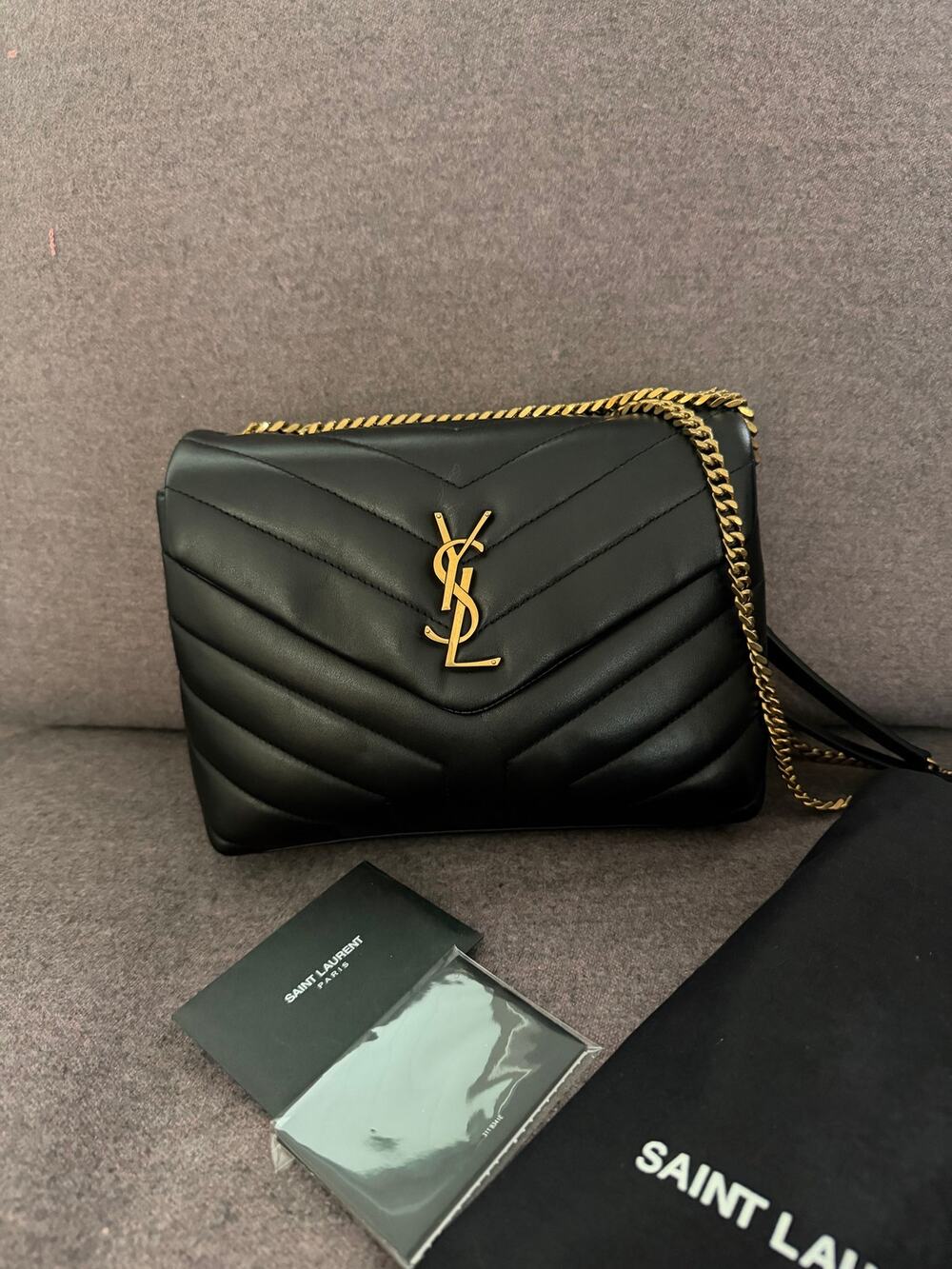 Saint Laurent Loulou Small YSL Shoulder Bag in Quilted Leather Gold Hardware